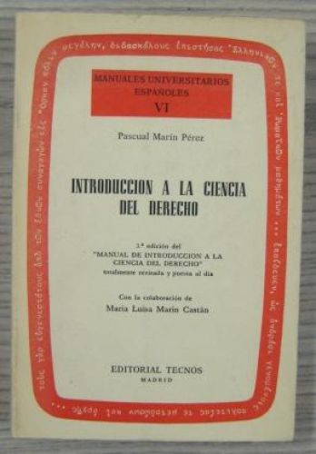 Portada del libro de MANUALES UNIVERSITARIOS ESPAÑOLES VI: INTRODUCCIÓN A LA CIENCIA DEL DERECHO