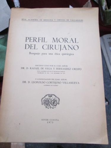 Portada del libro de PERFIL MORAL DEL CIRUJANO. Bosquejo para una ética quirúrgica