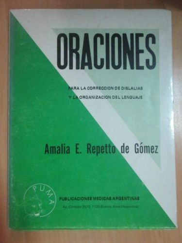Portada del libro de ORACIONES. Para la correción de dislalias y la organización del lenguaje
