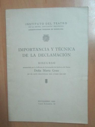 Portada del libro de IMPORTANCIA Y TÉCNICA DE LA DECLAMACIÓN Discurso pronunciado por la Profesora de Declamación en el Instituto...