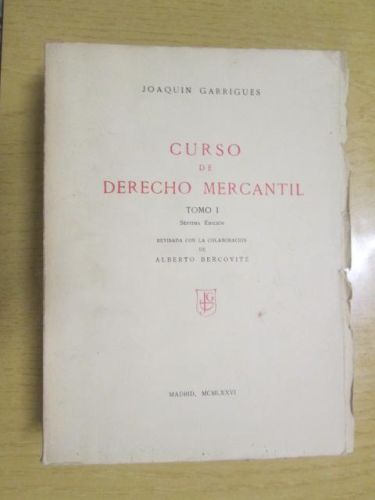 Portada del libro de CURSO DE DERECHO MERCANTIL, TOMO I