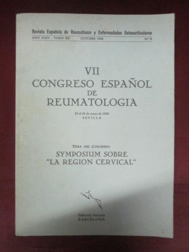 Portada del libro de VII CONGRESO ESPAÑOL DE REUMATOLOGÍA (Tema del congreso: Symposium sobre “la región cervical”)