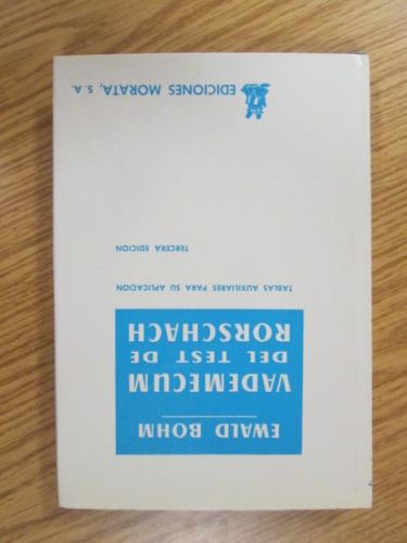 Portada del libro de VADEMECUM DEL TEST DE RORSCHACH. Tablas auxiliares para su apliación