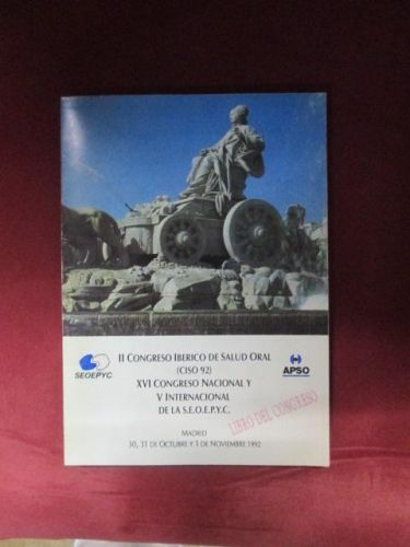 Portada del libro de II CONGRESO IBÉRICO DE SALUD ORAL (CISO 92), XVI CONGRESO NACIONAL Y V INTERNACIONAL DE LA SEOEPYC