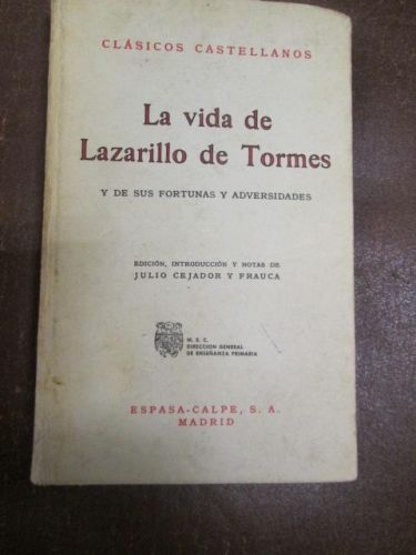 Portada del libro de LA VIDA DE LAZARILLO DE TORMES Y DE SUS FORTUNAS Y ADVERSIDADES