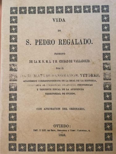 Portada del libro de VIDA DE SAN PEDRO REGALADO