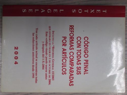 Portada del libro de CÓDIGO PENAL CON TODAS SUS REFORMAS COMPARADAS POR ARTÍCULOS.