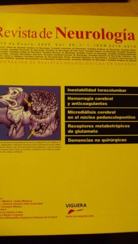 Portada del libro de REVISTA DE NEUROLOGÍA. Vol 40 nº 1