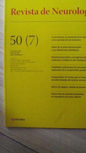 Portada del libro de REVISTA DE NEUROLOGÍA Vol. 50 Núm. 7