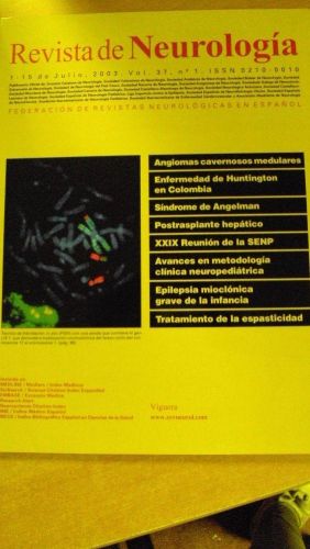 Portada del libro de REVISTA DE NEUROLOGÍA. Vol 37 nº 1