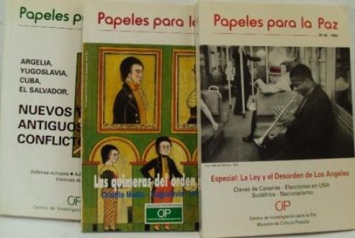 Portada del libro de PAPELES PARA LA PAZ. 3 VOLÚMENES: Nº 44, Nº 45 Y Nº 49. 1992