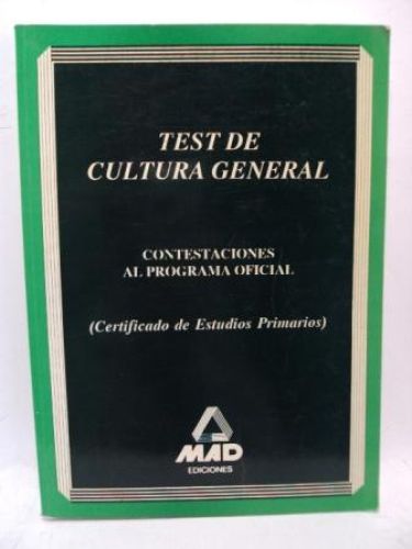 Portada del libro de TEST DE CULTURA GENERAL. Contestaciones al programa oficial. Certificado de Estudios Primarios