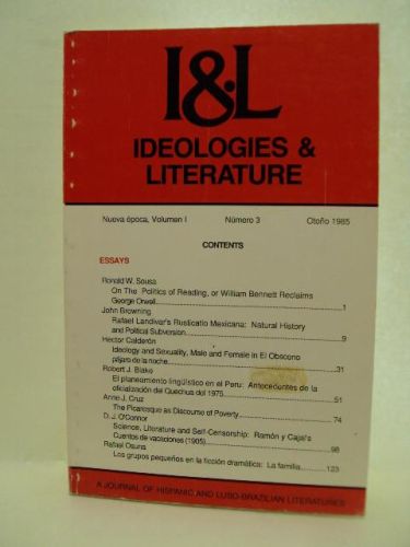 Portada del libro de IDEOLOGIES & LITERATURE, Nueva época, Volumen I, número 3