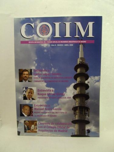 Portada del libro de COIIM. Revista del Colegio Oficial de ingenieros Industriales de Madrid. Nº 36. MARZO/ ABRIL 2008