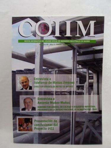 Portada del libro de COIIM. Revista del Colegio Oficial de ingenieros Industriales de Madrid. Nº 40. ENERO/ FEBRERO 2009
