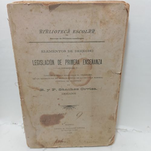 Portada del libro de ELEMENTOS DE DERECHO Y LEGISLACIÓN DE PRIMERA ENSEÑANZA