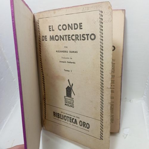Portada del libro de EL CONDE DE MONTECRISTO. Tomo I