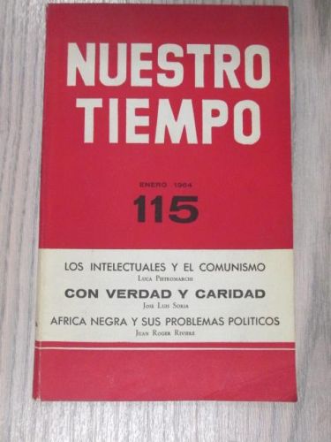 Portada del libro de NUESTRO TEMPO 115. LOS INTELECTUALES Y EL COMUNISMO. CON VERDAD Y CARIDAD. AFRICA NEGRA Y SUS PROBLEMAS...