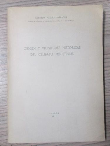 Portada del libro de ORIGEN Y VICISITUDES HISTORICAS DEL CELIBATO MINISTERIAL