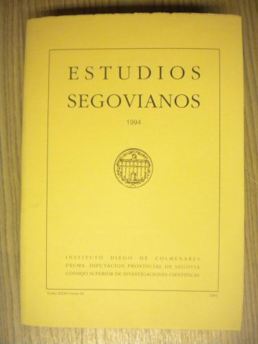 Portada del libro de ESTUDIOS SEGOVIANOS 1994 TOMO 91