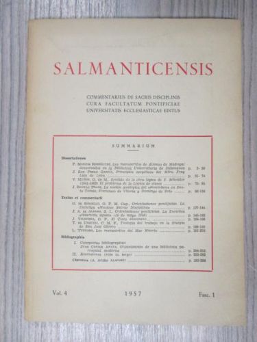 Portada del libro de SALMANTICENSIS: COMMENTARIUS DE SACRIS DISCIPLINIS CURA FACULTATUM PONTIFICIAE vol 4 fasc, 1