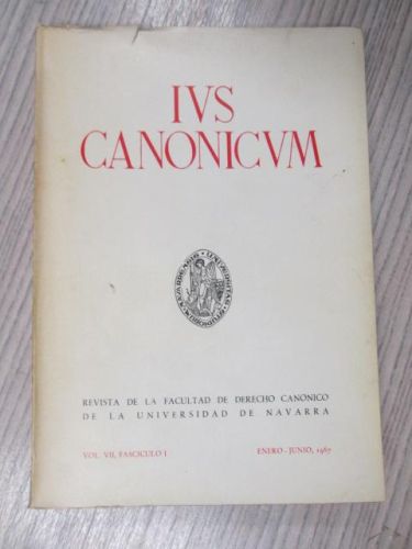 Portada del libro de IUS CANONICUM: REVISTA DE LA FACULTAD DE DERECHO CANICO DE LA UNIVERSIDAD DE NAVARRA