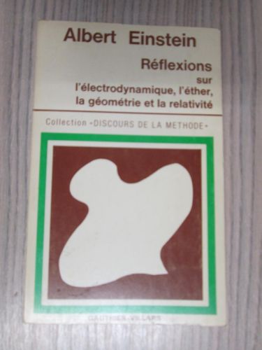 Portada del libro de RÉFLEXIONS SUR L´ÉLECTRODYNAMIQUE, L´ÉTHER, LA GÉOMÉTRIE ET LA RELATIVITÉ