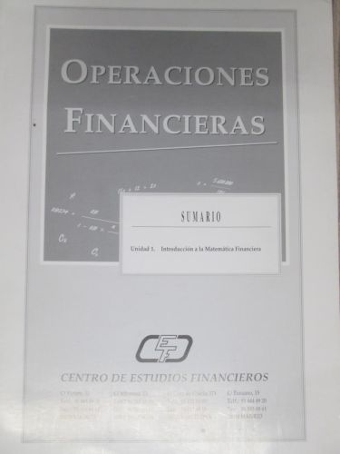 Portada del libro de OPERACIONES FINANCIERAS. Unidad 1. Introducción a la Matemática Financiera.