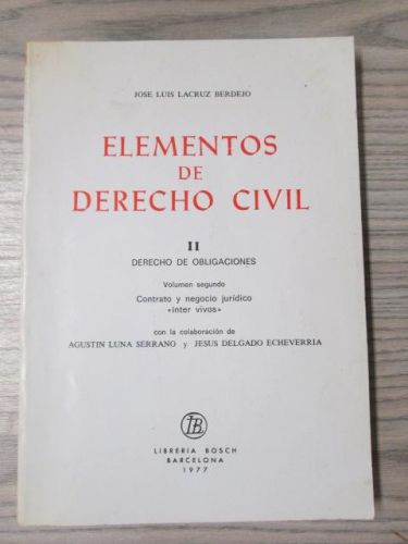 Portada del libro de ELEMENTOS DE DERECHO CIVIL. II Derecho de Obligaciones. Vol. 2ª Contrato y negocio jurídico “inter vivos”