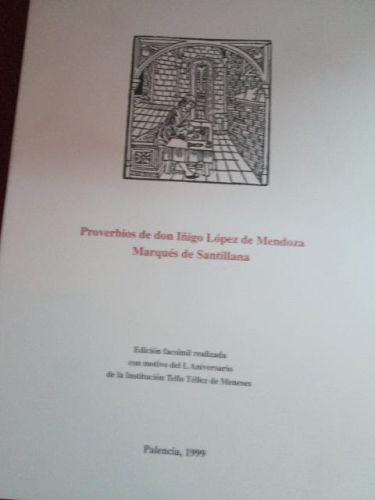 Portada del libro de PROVERBIOS DE DON IÑIGO LOPEZ DE MENDOZA (MARQUES DE SANTILLANA).