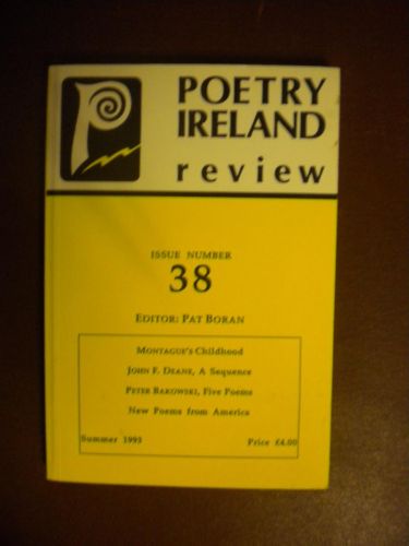 Portada del libro de POETRY IRELAND REVIEW Nº38 SUMMER 1993