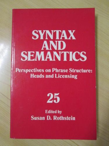 Portada del libro de SYNTAX AND SEMANTICS. Perspectives on Phrase Structure: Heads and Licensing.