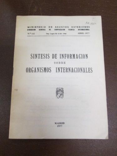 Portada del libro de SÍNTESIS DE INFORMACIÓN SOBRE ORGANISMOS INTERNACIONALES