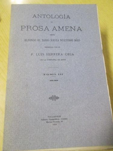 Portada del libro de ANTOLOGÍA DE PROSA AMENA-DE ALFONSO X A NUESTROS DÍAS. Tomo III. De 1616-1828