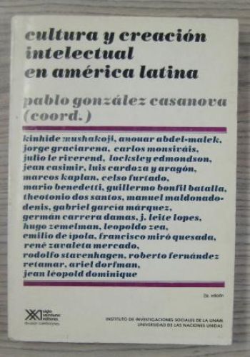 Portada del libro de CULTURA Y CREACIÓN INTELECTUAL EN AMÉRICA LATINA