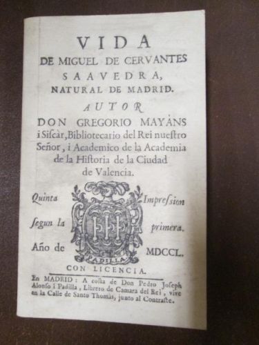 Portada del libro de VIDA DE MIGUEL DE CERVANTES