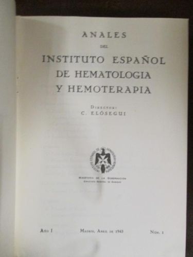 Portada del libro de ANALES DEL INSTITUTO ESPAÑOL DE HEMATOLOGÍA Y HEMOTERAPIA