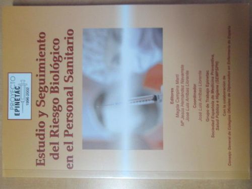 Portada del libro de ESTUDIO Y SEGUIMIENTO DEL RIESGO BIOLÓGICO EN EL PERSONAL SANITARIO