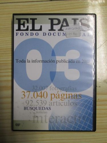 Portada del libro de DVD: EL PAÍS-FONDO DOCUMENTAL. Toda la información publicada en 2003.