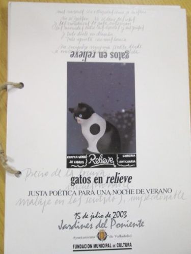 Portada del libro de GATOS EN RELIEVE. Justa poética para una noche de verano.